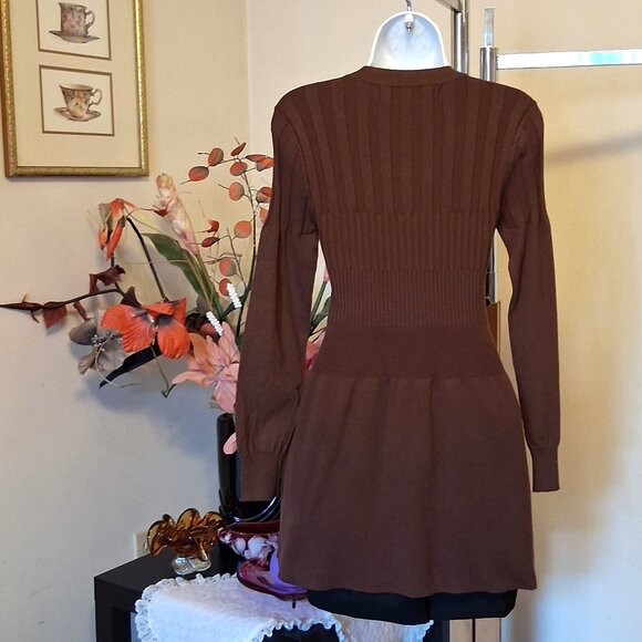 NWT Woman's Brown Cardigan Knit Lightweight Ladies Sweater Outerwear - Picture 8 of 8